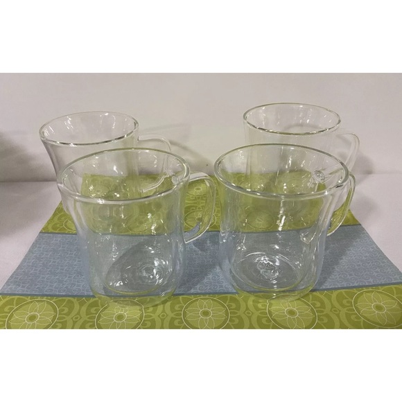 ComSaf Double Walled Heat Resistant Glass Air Cup/Mug by iwaki Japan Set Of 4 - Picture 3 of 8